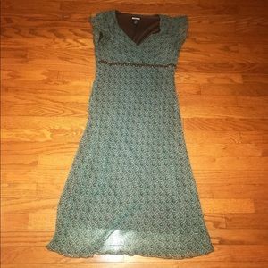 BELIEVE V-neck short sleeve green long maxi dress